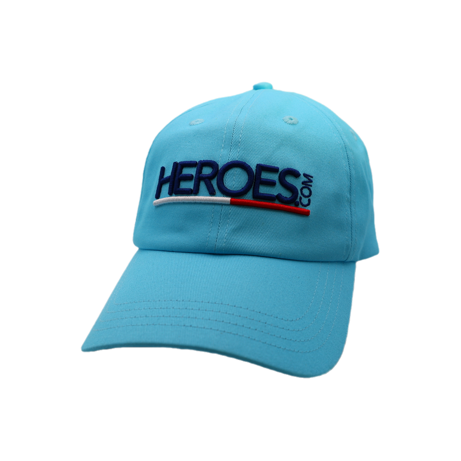 HEROES.com adjustable dad hat, classic 6-panel, breathable, 5% of purchase supports nonprofit