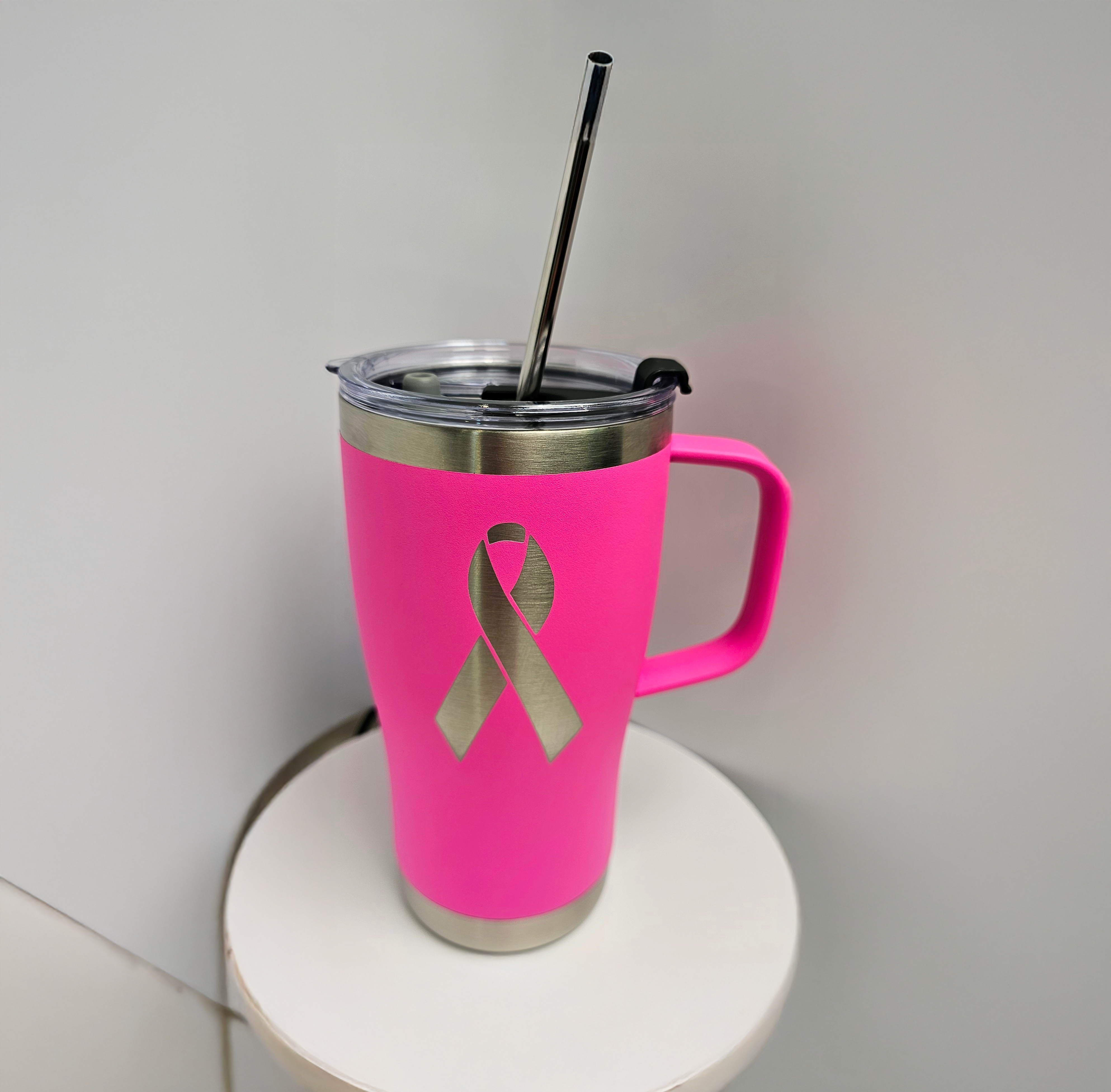 Pink 20 oz Tumbler – Breast Cancer Awareness