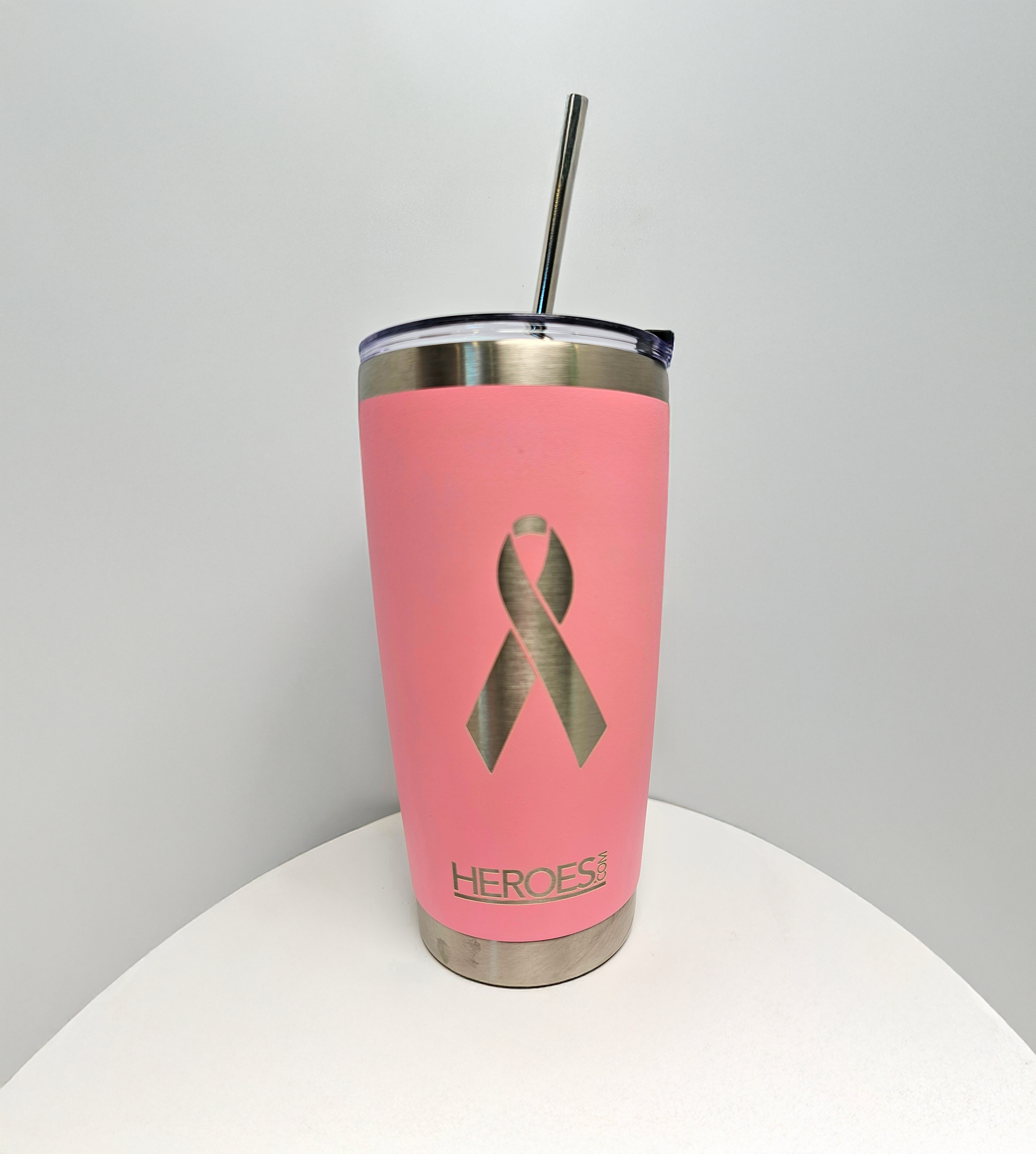 Pink 20 oz Tumbler – Breast Cancer Awareness